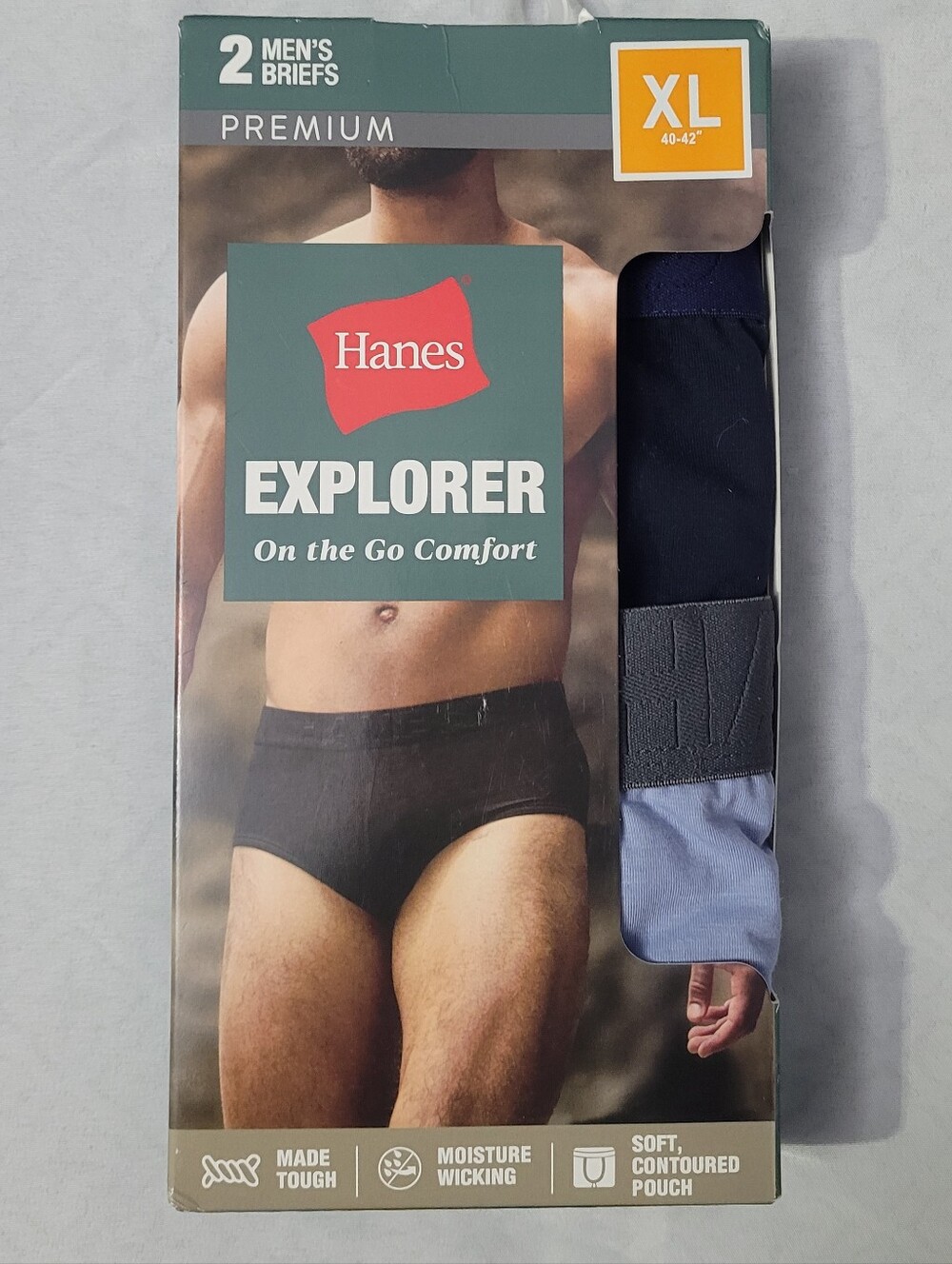 Hanes Explorer Men's Briefs 2-Pack - Navy & Light Blue - XL